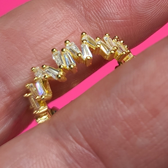 925 Sterling Silver Yellow Gold Irregular Emerald - Picture 6 of 11